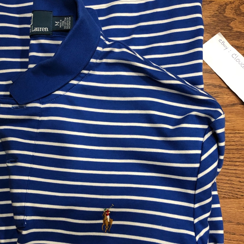 Polo Ralph Lauren Blue Striped Polo Medium
